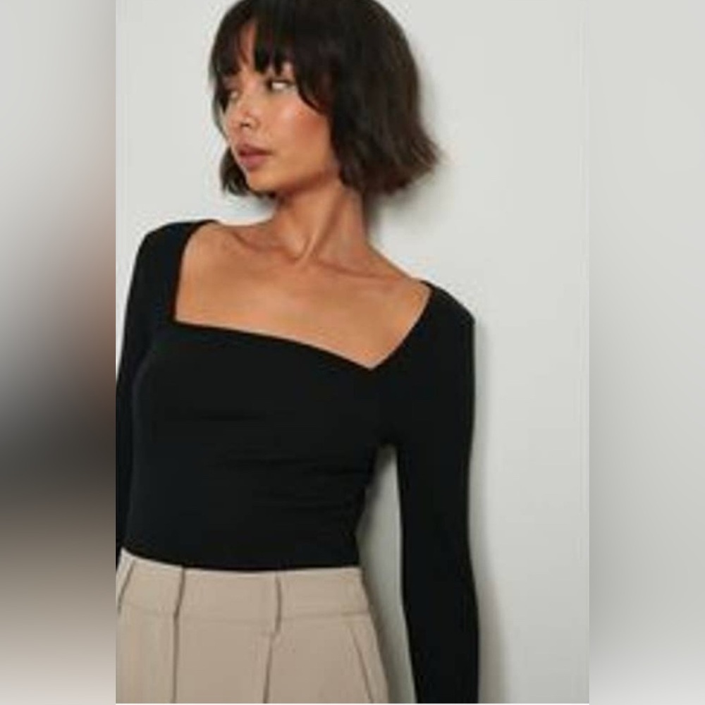 COS Black Square Neck Top